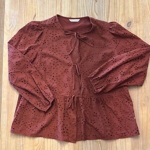 Women's Terracotta Eyelet Blouse